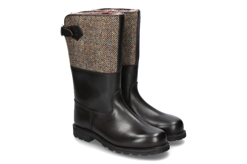 Ludwig Reiter Herren- Stiefel gefüttert MARONIBRATER JUCHTENLEDER/TWEED- mocca/olivgrün