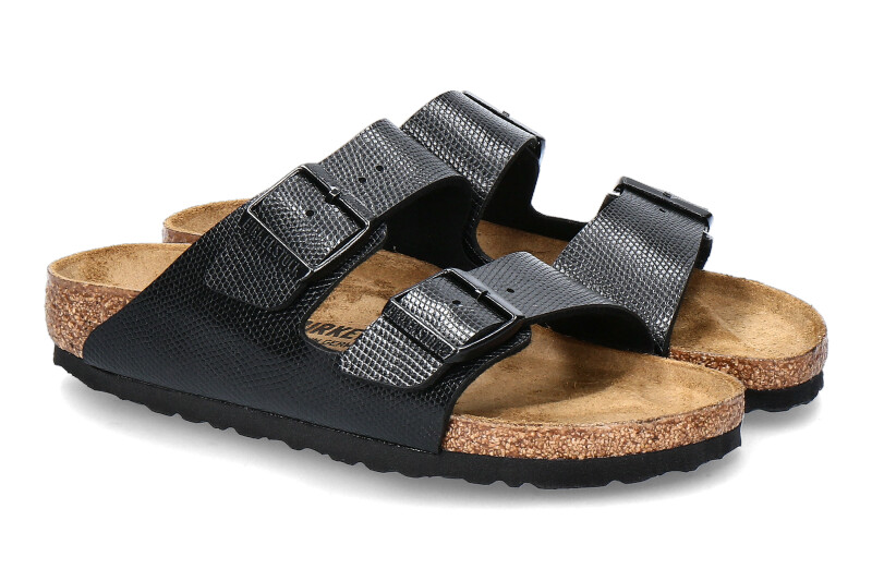 Birkenstock Pantolette ARIZONA SCHMALE WEITE shiny lizard black