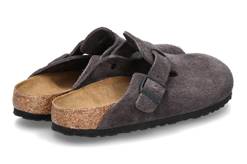 Birkenstock Clogs BOSTON SCHMAL VELOURS BS velvet grey dunkelgrau