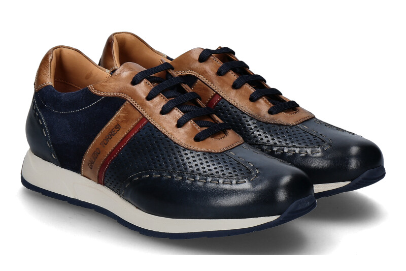 Galizio Torresi Sneaker FOULARD MARRONE BLU FIAMMA SETA JEANS