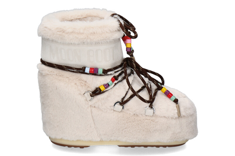 Moon Boot Bootie ICON LOW FAUX FUR BEADS- cream