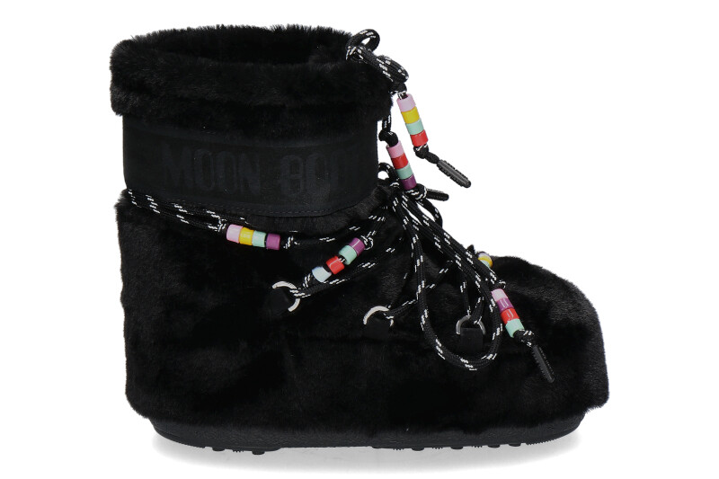 Moon Boot Bootie ICON LOW FAUX FUR BEADS- black/schwarz