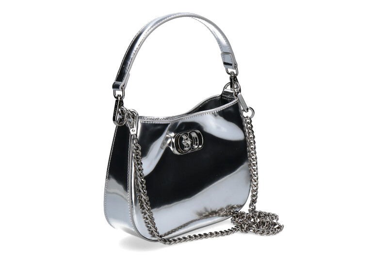 La Carrie Schultertasche SHINY SMALL LEATHER SILVER