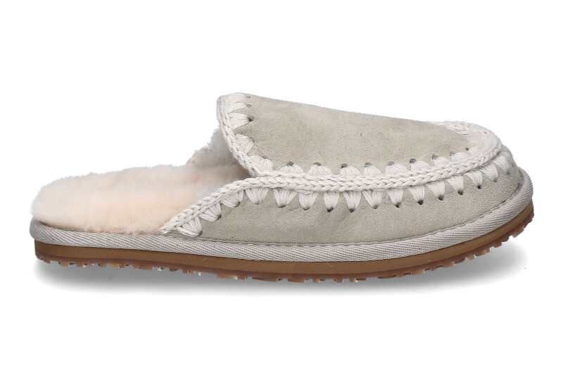 Mou Pantolette gefüttert SLIPPER FULL ESKIMO STITCH- silber