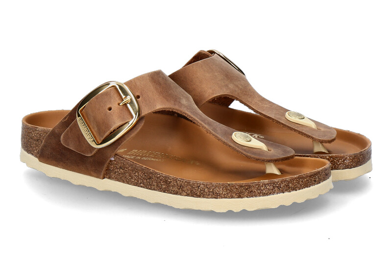 Birkenstock Pantolette GIZEH SCHMAL BIG BUCKLE- cognac