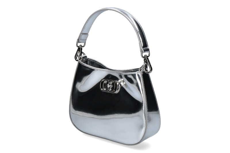 La Carrie Schultertasche SHINY SMALL LEATHER SILVER