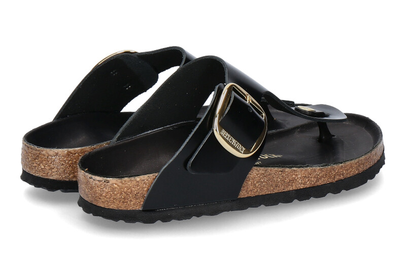 Birkenstock Zehentrenner GIZEH SCHMAL BIG BUCKLE high shine schwarz