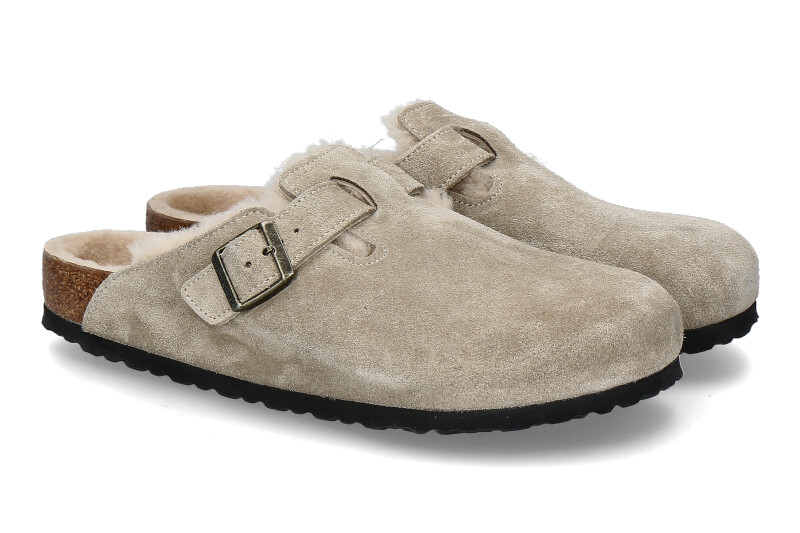 Birkenstock Herren- Clogs BOSTON VL NORMAL VELOURSLEDER- taupe