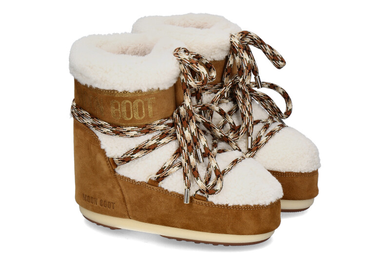 Moon Boot Bootie ICON LOW SHEARLING SUEDE- whisky/offwhite