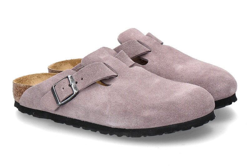 Birkenstock Clogs BOSTON SCHMAL VELOURLEDER- faded purple