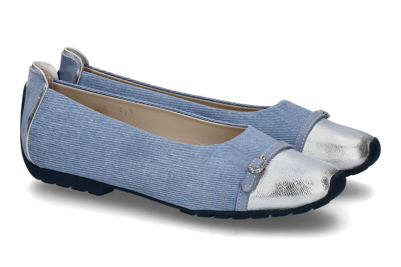 Mania Ballerina 1111 NAPPA TESSUTO- jeans/ silber