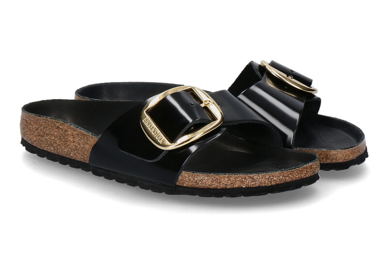 Birkenstock Pantolette MADRID SCHMAL BIG BUCKLE- high shine black/schwarz